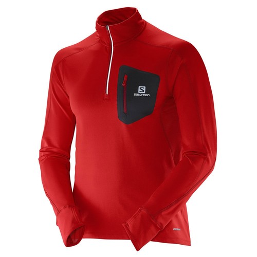 SALOMON TRAIL RUNNER WARM LS ZP TEE M rojo