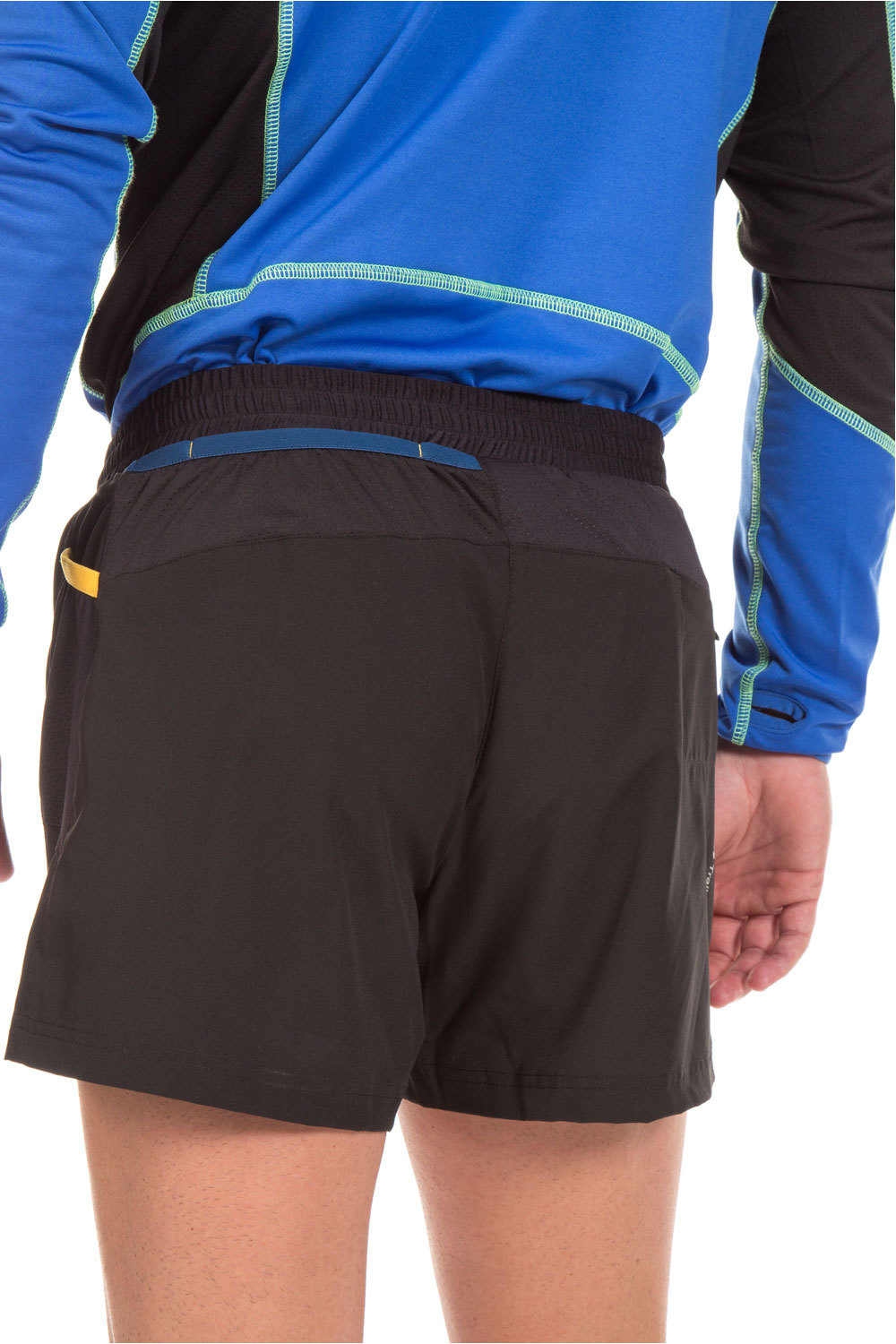 Neak Peak pantaloneta técnica hombre Neak Peak R-PARTAGOBLACK/SAFFRON/DARK BLUE vista trasera Neak Peak pantaloneta técnica hombre Neak Peak R-PARTAGOBLACK/SAFFRON/DARK BLUE vista trasera