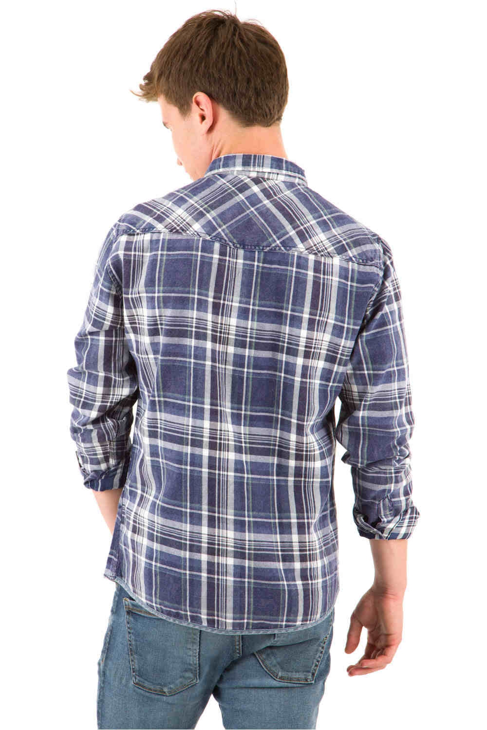 Blend camisa manga larga hombre Blend SHIRT CHECKED AZ vista trasera Blend camisa manga larga hombre Blend SHIRT CHECKED AZ vista trasera