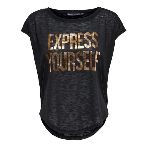 ONLY ONPSILLE CURVED SS TEE negro
