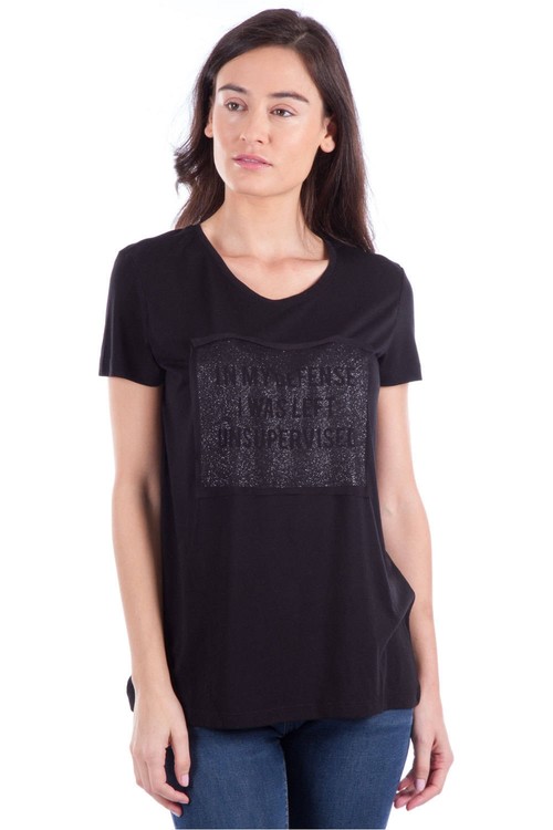 JAQUELINE DE YONG JDYBALL S/S PRINT TOP JRS NE negro