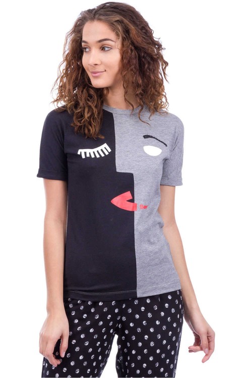 BENCH ABSTRACT FACE COLOURBLOCK TEE gris
