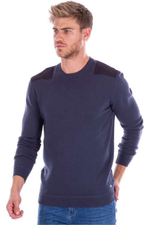 ESPRIT WOVEN DET CREW MN azul