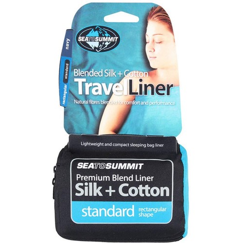 SEATOSUMMIT SILK COTT TRAV STAND RECT azul