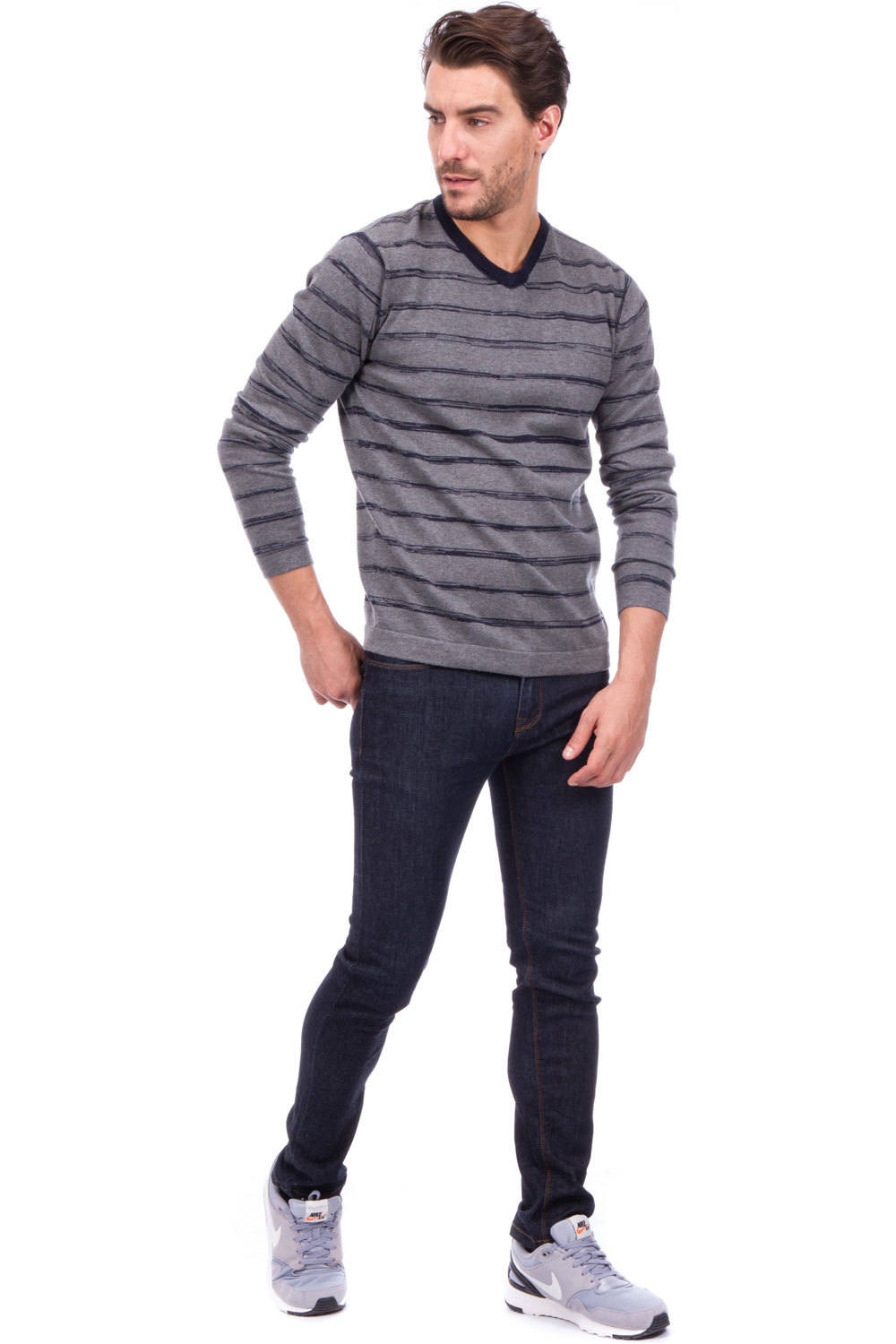 Bench jersey hombre Bench V neck stripe vista detalle Bench jersey hombre Bench V neck stripe vista detalle