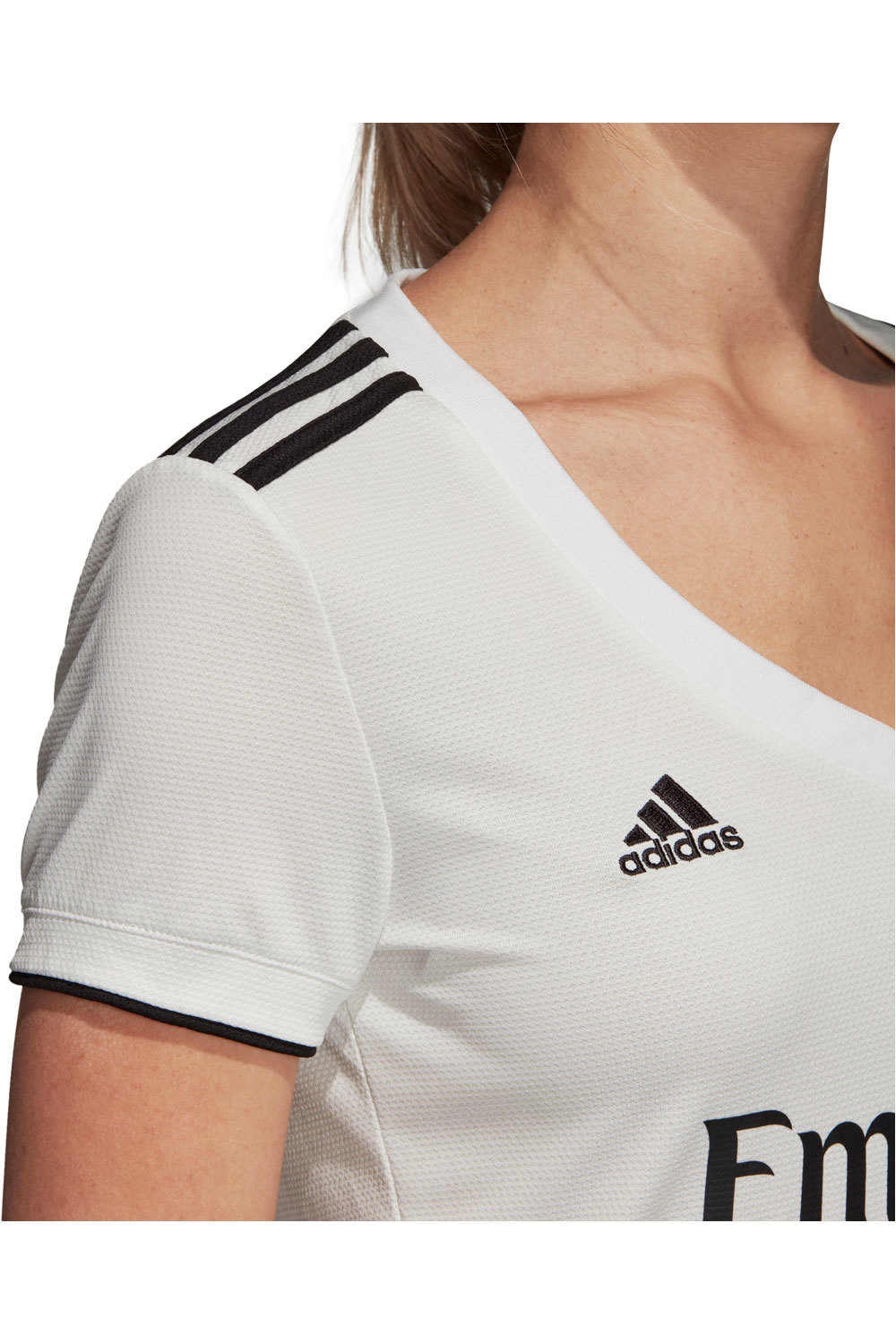 adidas camiseta de fútbol oficiales Adidas R.MADRID 19 H JSY W vista trasera adidas camiseta de fútbol oficiales Adidas R.MADRID 19 H JSY W vista trasera