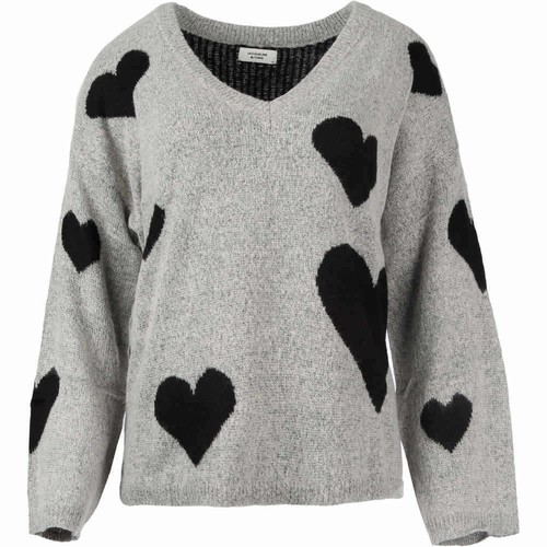 JAQUELINE DE YONG JDYDAYLIGHT L/S HEART PULLOVER KNT gris