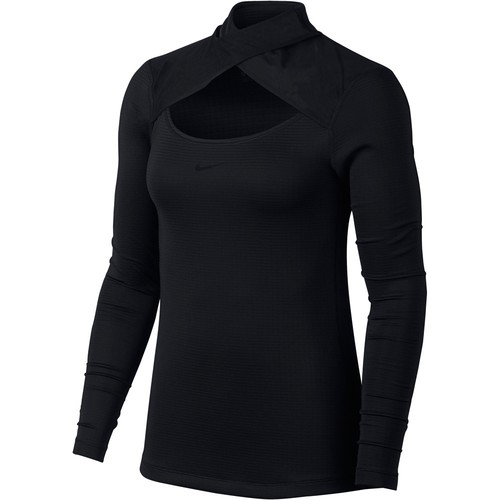 NIKE W NP WM TOP MESH NECK LS negro