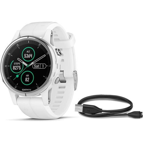 GARMIN FENIX 5S PLUS ZAFIRO PLATA CORREA BLANCA gris