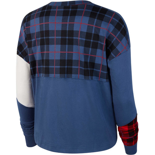 NIKE W NSW TOP LS PLAID azul