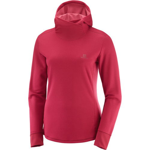 SALOMON AGILE LS HOODIE W rosa