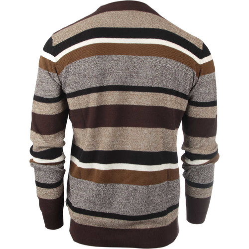 SOLID KNIT - FIRTH O-NECK STRIPE marron