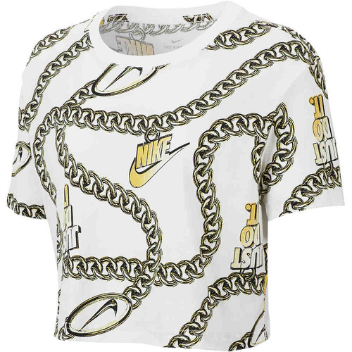 NIKE W NSW TEE GLAM DUNK CROP blanco