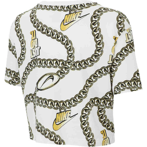 NIKE W NSW TEE GLAM DUNK CROP blanco