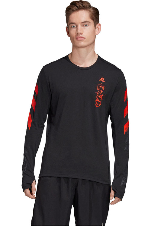 ADIDAS FAST GFX LS TEE negro