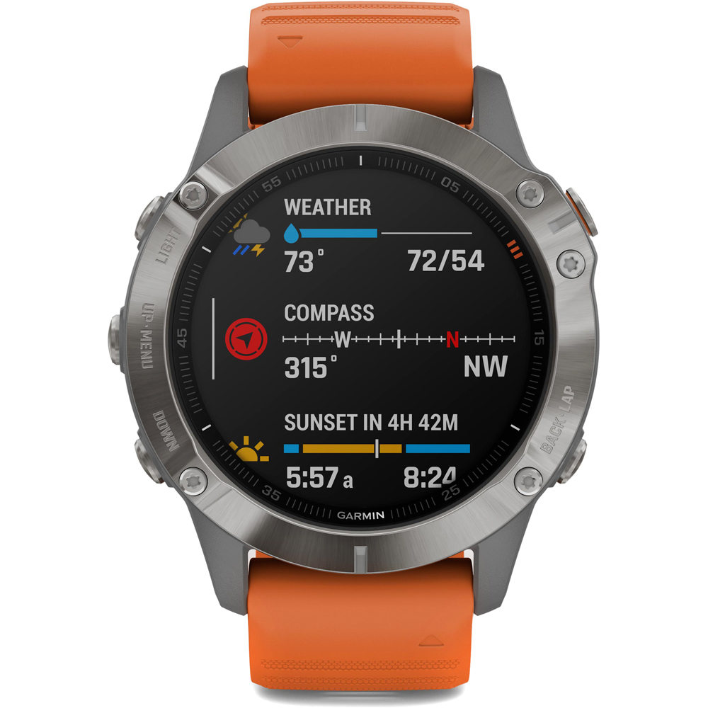 Garmin pulsómetros con gps Garmin FENIX 6 Sapphire Ti Gray w/Orange Band 03 Garmin pulsómetros con gps Garmin FENIX 6 Sapphire Ti Gray w/Orange Band 03