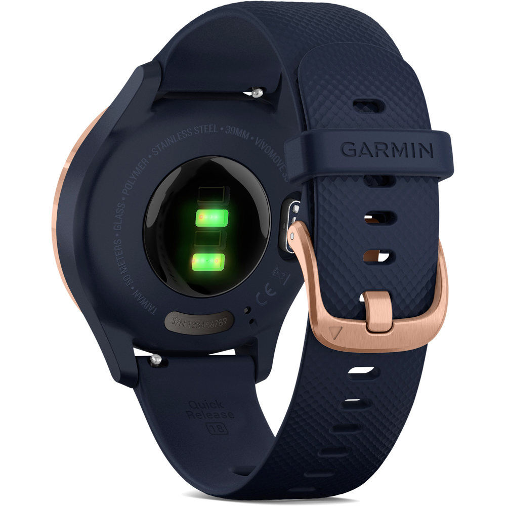 Garmin smartwatch Garmin Vvomove 3s Rose Gold Azul 01 Garmin smartwatch Garmin Vvomove 3s Rose Gold Azul 01
