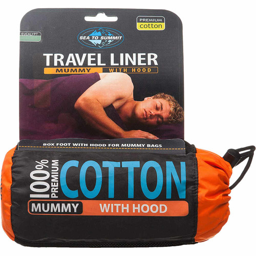 SEATOSUMMIT PREM COTT TRAV MUMMY HOOD verde