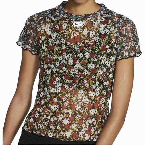 NIKE W NSW TOP SS MESH AOP FEMME naranja