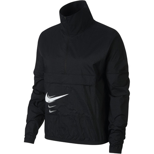 NIKE W NK SWOOSH RUN PO JKT negro
