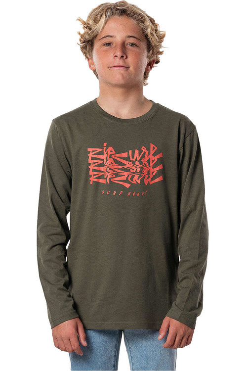 RIP CURL SURF HEADS SCRIPT L/S TEE verde