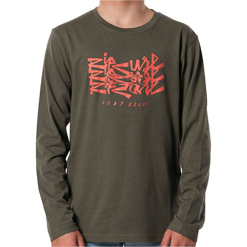 RIP CURL SURF HEADS SCRIPT L/S TEE verde