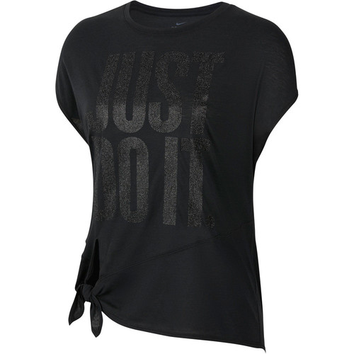 NIKE W NK DRY SS TOP TIE PP1 SPRKLE negro