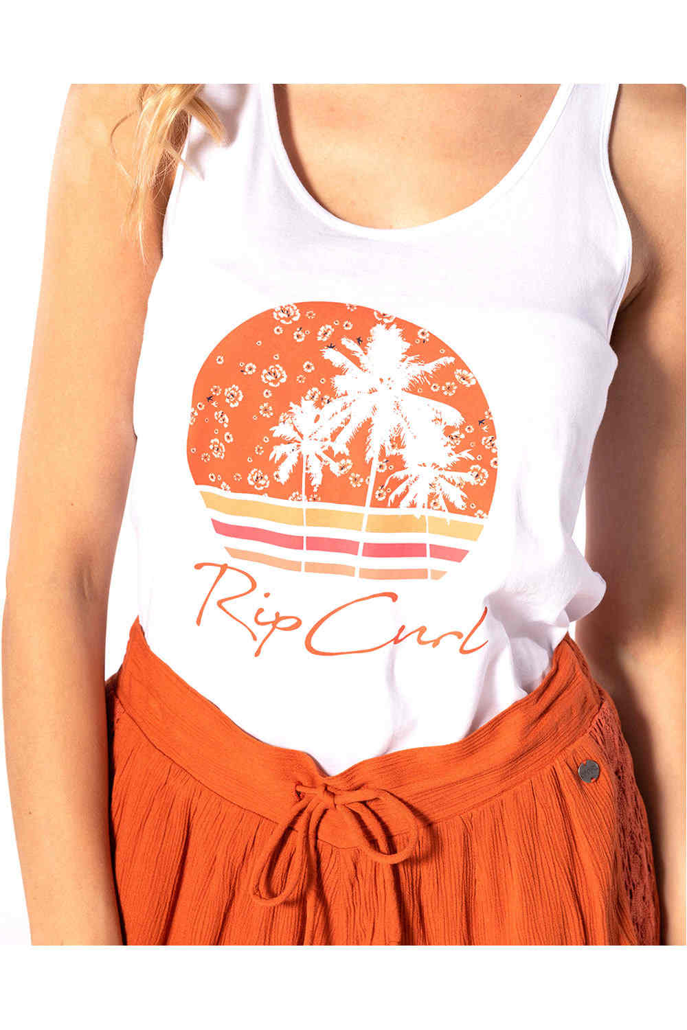 Rip Curl camiseta tirantes mujer Rip Curl BEACH VIBES SINGLET vista detalle Rip Curl camiseta tirantes mujer Rip Curl BEACH VIBES SINGLET vista detalle