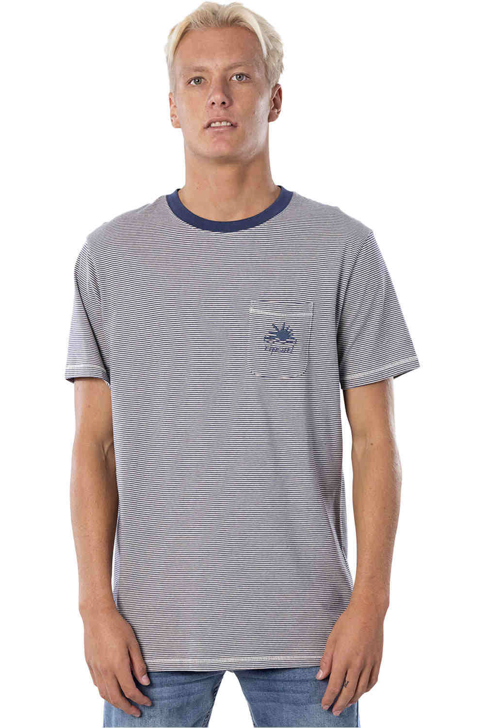 Rip Curl camiseta manga corta hombre Rip Curl SWC CHANNEL STRIPE TEE vista frontal Rip Curl camiseta manga corta hombre Rip Curl SWC CHANNEL STRIPE TEE vista frontal