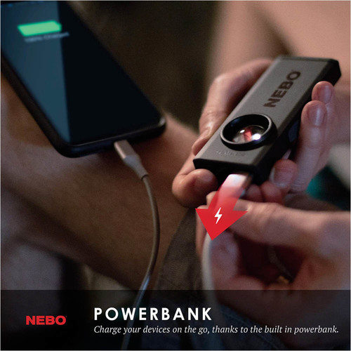 NEBO SLIM+ - LINTERNA PETACA 700LM + LASER Y POWERBANK negro
