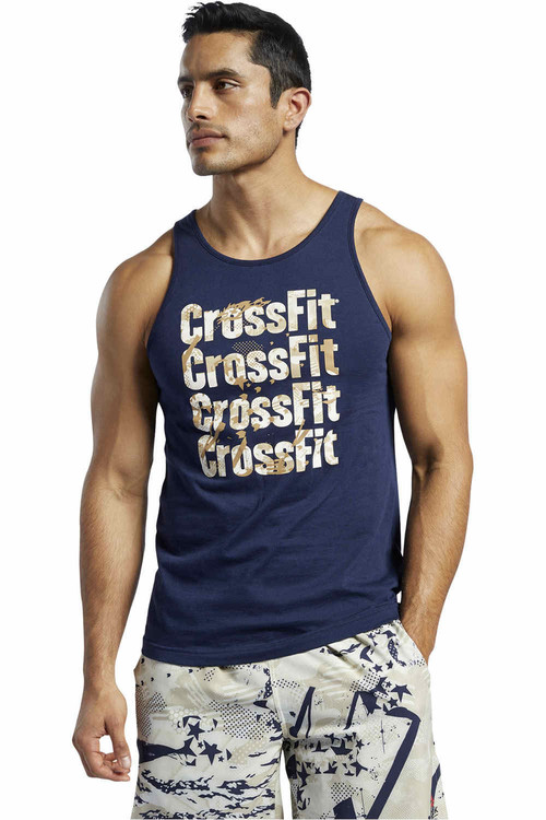 REEBOK RC GAMES PRINT LOGO TANK azul