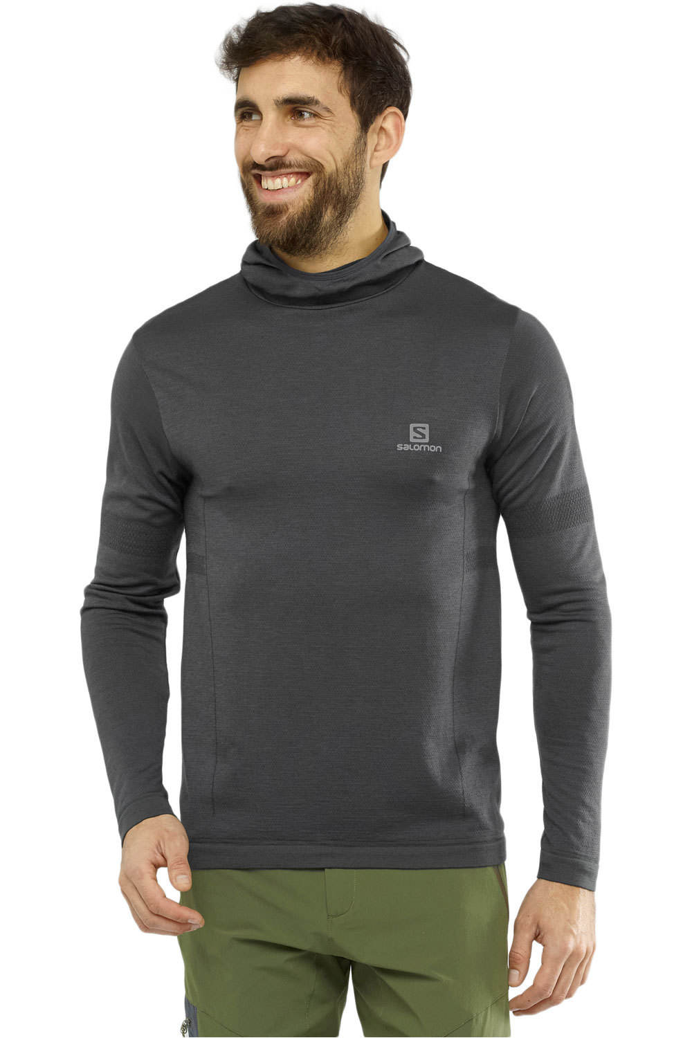 Salomon camisetas trail running manga larga hombre Salomon OUTSPEED WOOL HOODIE M vista frontal Salomon camisetas trail running manga larga hombre Salomon OUTSPEED WOOL HOODIE M vista frontal