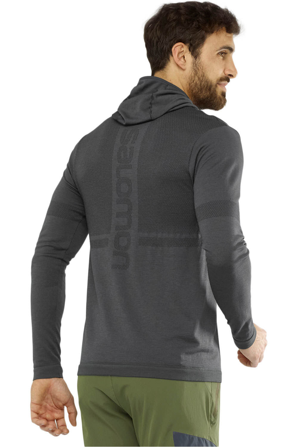Salomon camisetas trail running manga larga hombre Salomon OUTSPEED WOOL HOODIE M vista trasera Salomon camisetas trail running manga larga hombre Salomon OUTSPEED WOOL HOODIE M vista trasera