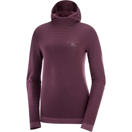SALOMON OUTSPEED WOOL LS HOODIE rojo