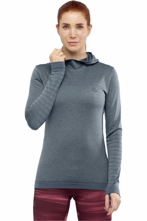 SALOMON OUTSPEED WOOL LS HOODIE gris