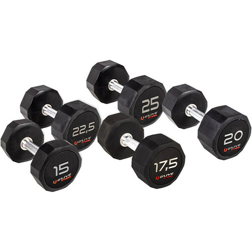 OLIVE KIT 5 PARES MANCUERNAS PRO-STYLE DE GOMA O'LIVE, 15 A 25 KG