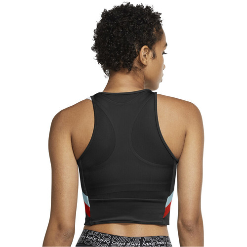 NIKE W NK CLRBK STRIPE CROP TANK negro