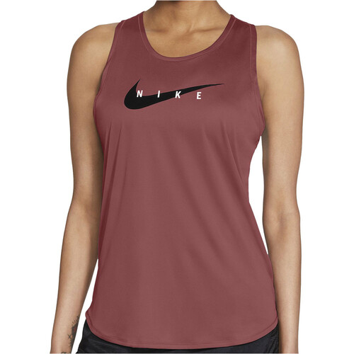 NIKE W NK SWOOSH RUN TANK marron