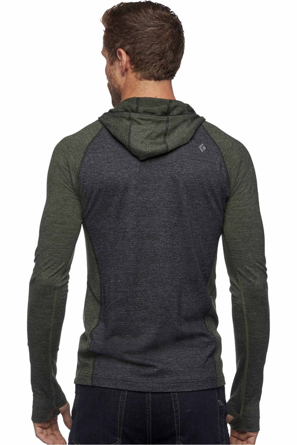 Black Diamond camiseta térmica manga larga hombre Black Diamond M SLTN WOOL BSLYR HALF ZIP HDY N vista trasera Black Diamond camiseta térmica manga larga hombre Black Diamond M SLTN WOOL BSLYR HALF ZIP HDY N vista trasera