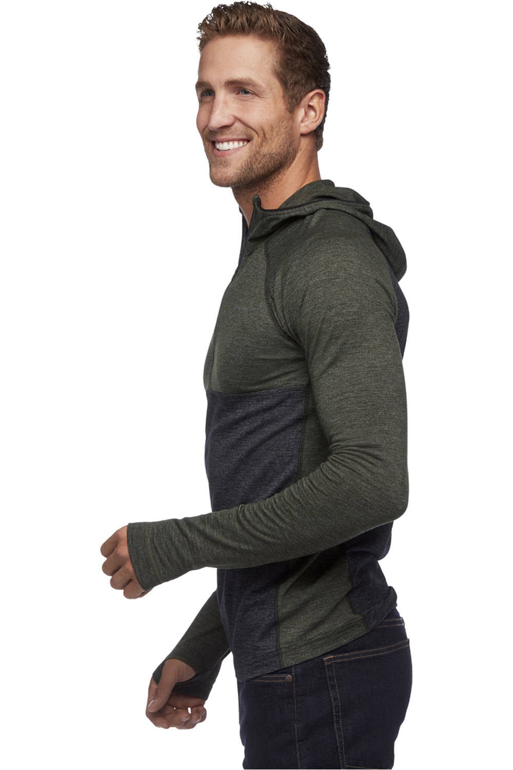 Black Diamond camiseta térmica manga larga hombre Black Diamond M SLTN WOOL BSLYR HALF ZIP HDY N vista detalle Black Diamond camiseta térmica manga larga hombre Black Diamond M SLTN WOOL BSLYR HALF ZIP HDY N vista detalle