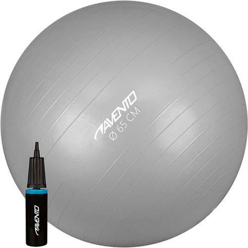 AVENTO PELOTA GIMN 65 CM + BOMBA PLATA plata