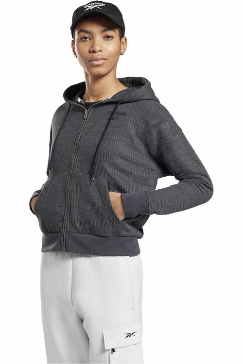 REEBOK TE TEXTURED LOGO FULLZIP negro
