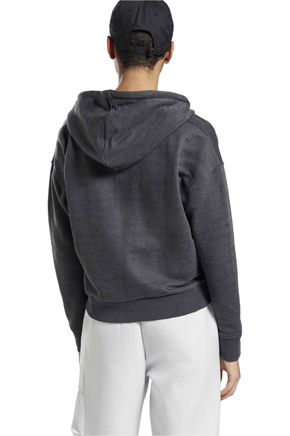 Reebok sudaderas deportivas mujer Reebok TE Textured Logo FullZip vista trasera Reebok sudaderas deportivas mujer Reebok TE Textured Logo FullZip vista trasera