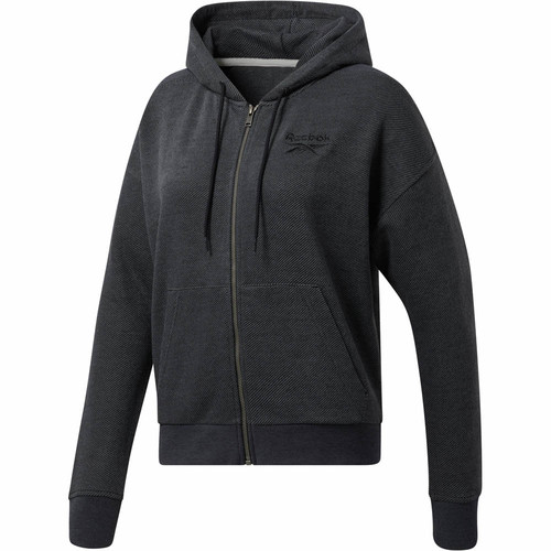 REEBOK TE TEXTURED LOGO FULLZIP negro