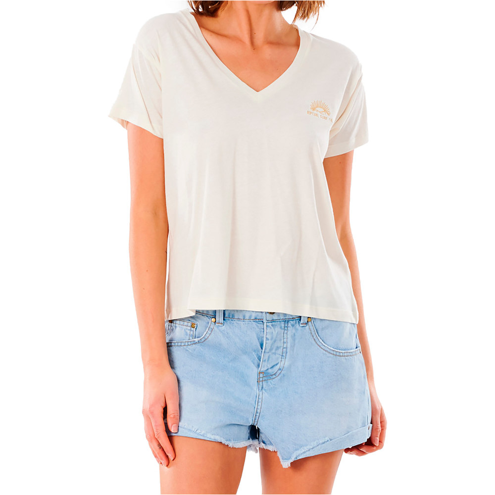 Rip Curl camiseta manga corta mujer Rip Curl SALTWATER V-NECK TEE vista trasera Rip Curl camiseta manga corta mujer Rip Curl SALTWATER V-NECK TEE vista trasera