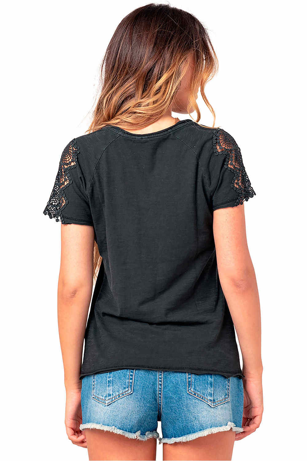 Rip Curl camiseta manga corta mujer Rip Curl LOVELY TEE V NECK vista trasera Rip Curl camiseta manga corta mujer Rip Curl LOVELY TEE V NECK vista trasera