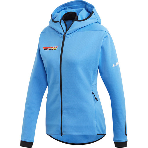 ADIDAS W HOODED FL JKT azul