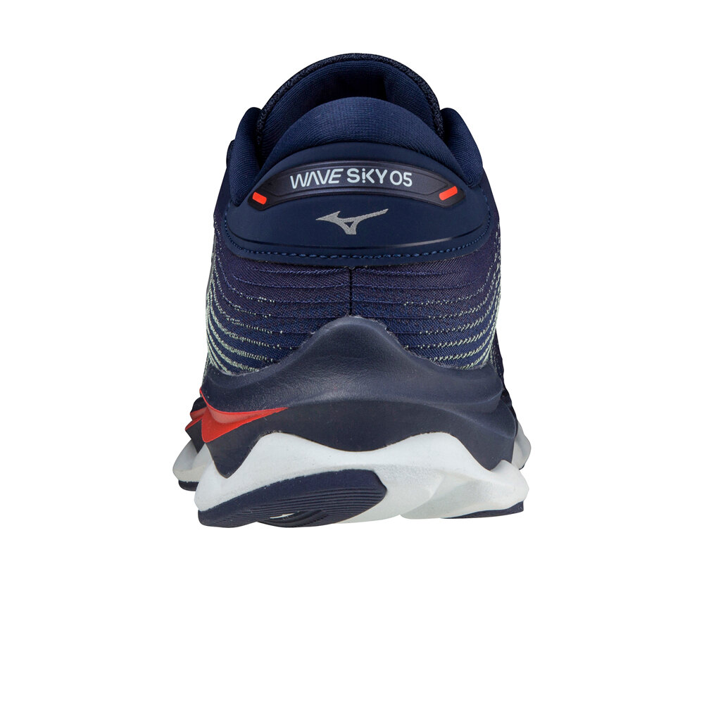 Mizuno zapatilla running hombre Mizuno WAVE SKY 5 vista trasera Mizuno zapatilla running hombre Mizuno WAVE SKY 5 vista trasera