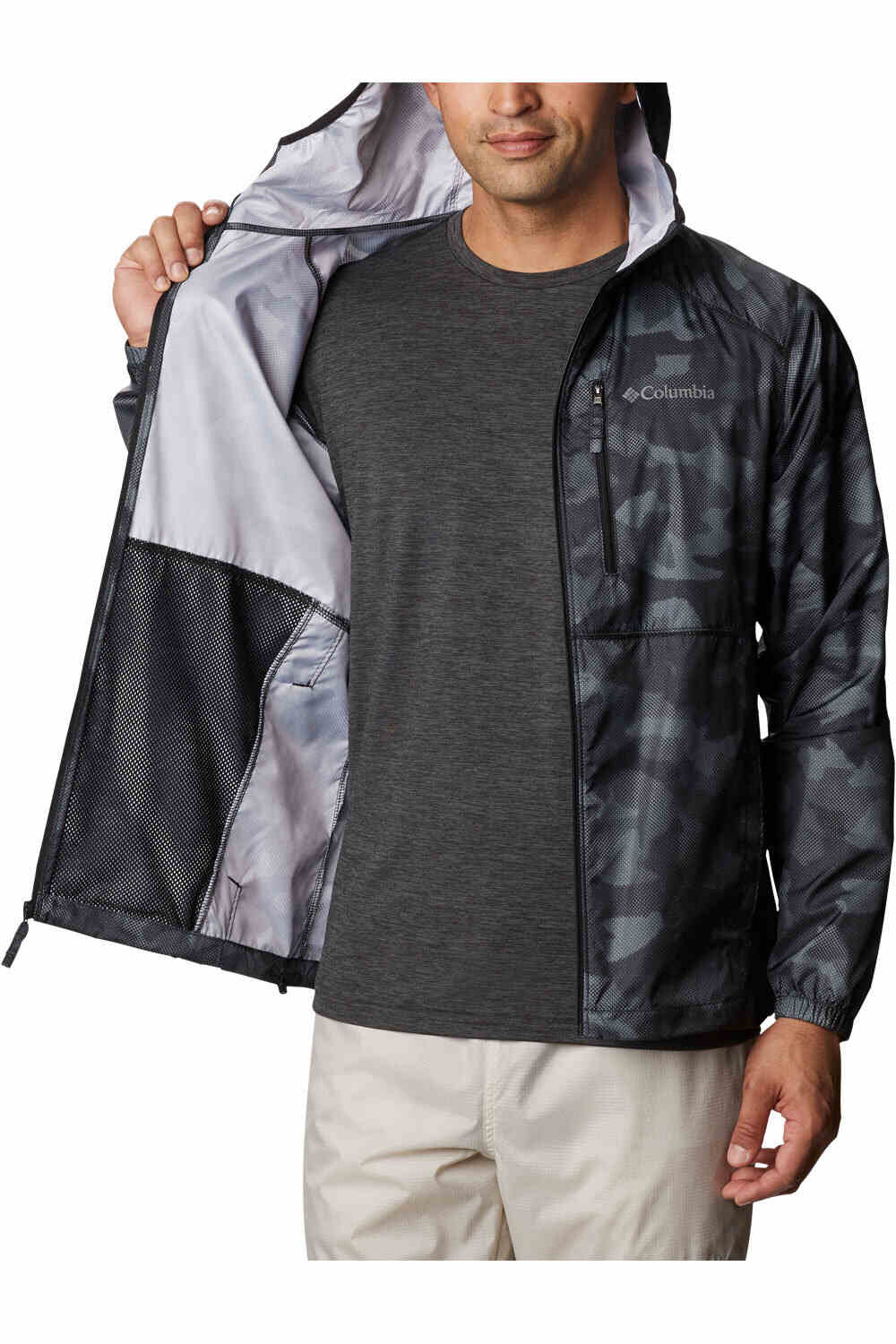 Columbia chaqueta softshell hombre Columbia Flash Forward Windbreaker Print vista trasera Columbia chaqueta softshell hombre Columbia Flash Forward Windbreaker Print vista trasera