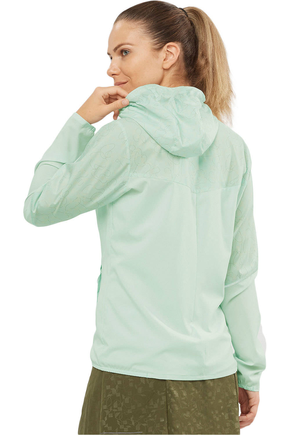 Salomon CHAQUETA TRAIL RUNNING MUJER Salomon AGILE FZ HOODIE W vista trasera Salomon CHAQUETA TRAIL RUNNING MUJER Salomon AGILE FZ HOODIE W vista trasera